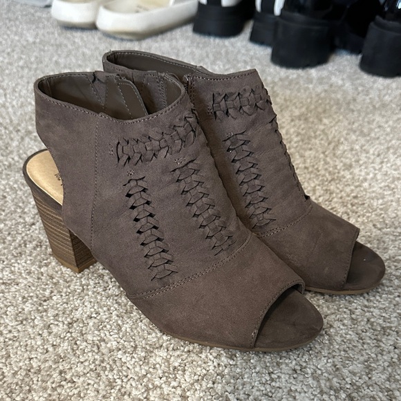 Sonoma Shoes - Sonoma Dark Brown Heeled Peep-Toe Boots